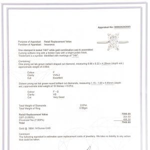 Radiant Cut 2.0ct Lab #279 - Diamond Ring - Image 2
