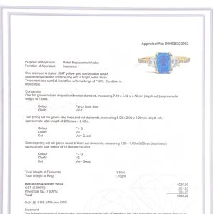 baby boy blue lab grown radiant ring with trapezoid side stones