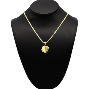Large Half Detail Heart Locket 10k - Pendant