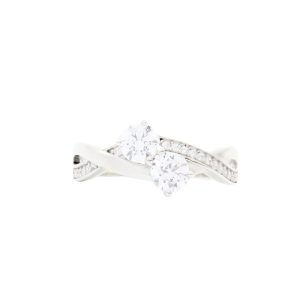 Silver Double Cz Twist Ring - Silver Ring
