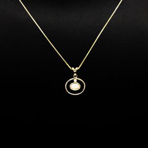 Opal + Diamond Pendant 14k - Pendant - Image 2